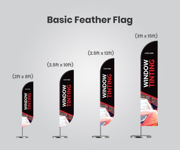 red and black feather banner with car