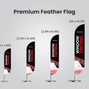 red and black premium feather banner with car