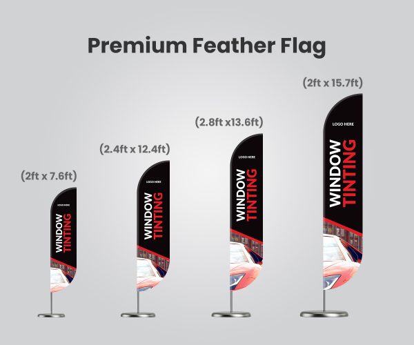 red and black premium feather banner with car