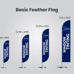 dark blue and white feather banner