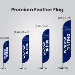 dark blue and white feather banner