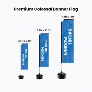 blue and white colossal flag