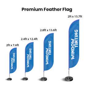 blue and white premium feather flag